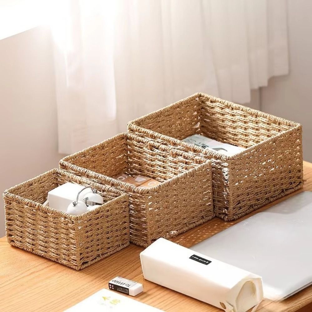 Woven Basket Set - سلة تخزين منسوجة محمولة ذات سعة