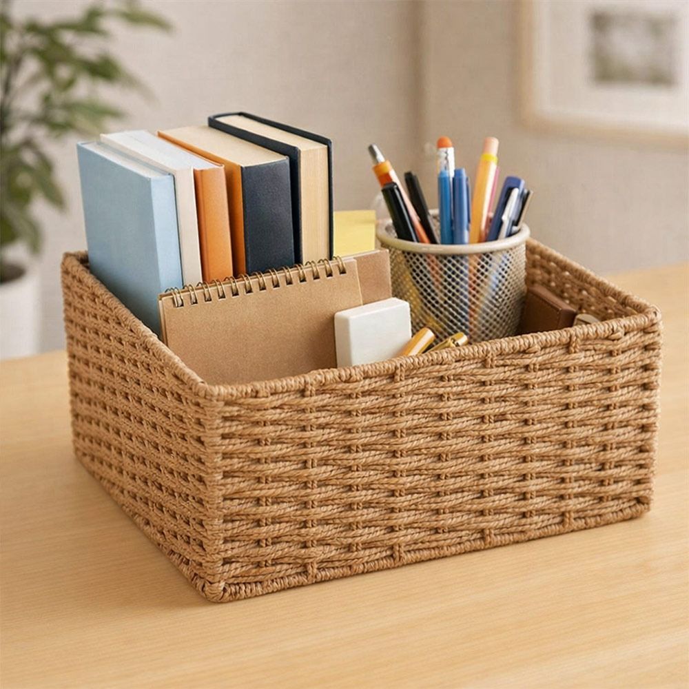 Woven Basket Set - سلة تخزين منسوجة جديدة كبيرة السعة،